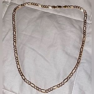 Diamond Cut Figaro 14k Yellow/White Gold Heavy Chain 22 Inches Stamped 6MM